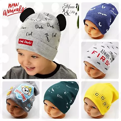 New Baby Boys Hat Infant Spring Summer Cotton Beanie Cap Newborn • £7.99