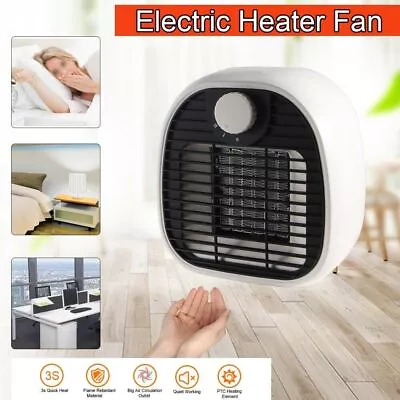 Portable Electric Mini Heater Fan Space Fan Heater No Noise PTC 3 Gears White • $21.37