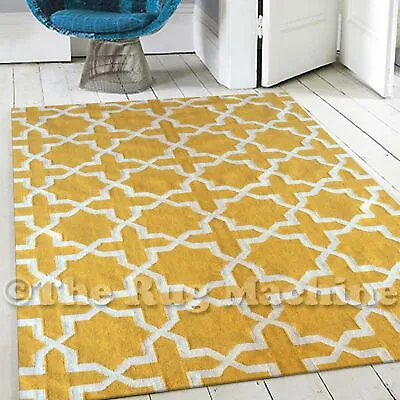 VISBY YELLOW MOROCCAN WOOL KILIM DHURRIE FLOOR RUG (M) 160x230cm *FREE DELIVERY* • $237.76