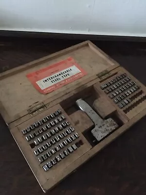 Vintage Pryor Tool Steel Metal Punch Alphabet Set & Numbers Stamping Kit Holder • £149