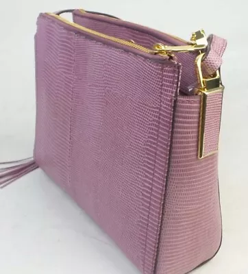 G.I.L.I. Leather Double Zip Crossbody Lavender Lizard • $41.59