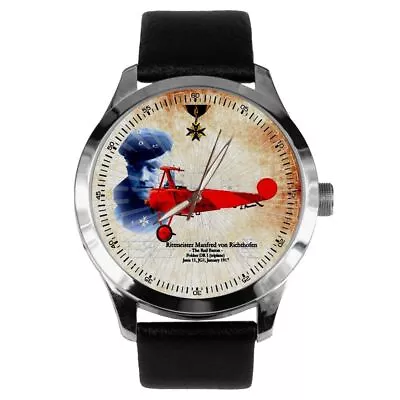 The Red Baron Von Richtofen Germany Ww-i Fokker Triplane Art Brass Wrist Watch • $200.52