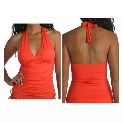 La Blanca Orange Halter Shirred Tankini Swimsuit Top 10 NWT • $27