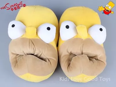 New Novelty Homer Simpson Slippers Yellow Adult Funny Plush Big Mouth Shoes • $17.99