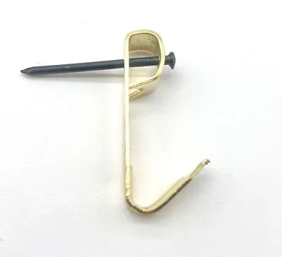 Brass Picture Hooks Single Hook With Nail Wall Hooks Decorative Gold Nail Frame • £1.99