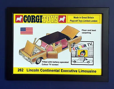 £9.99 • Buy Corgi Toys 262 Lincoln Continental Vintage 1968 A4 Size Framed Poster Shop Sign