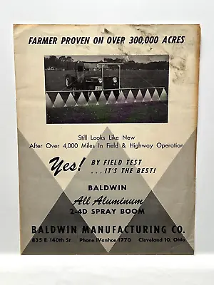 Vintage Baldwin Manufacturing Aluminum 2-4D Spray Boom Farm Equipment Brochure • $11.99