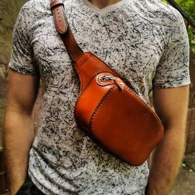 Men's Handmade Leather Bag Male Banana Unisex • $271.23