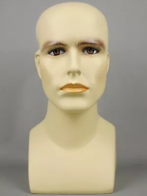 FIBERGLASS Mannequin Man Head Bust Beige Fleshtone Store Display Wig Realistic • $59.99