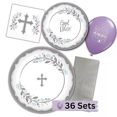 Religious Party Plates And Napkins Set For 36- Paper Party Supply Decorations... • £80.22