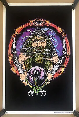 Wizard Black Light Poster Sorcerer Eye Psychedelic Velvet Flocked Crystal Ball • $85.85