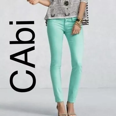  CAbi #322 Thin Mint Jegging Skinny Jeans Aqua Size 4 • $15.95