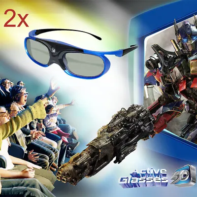 2x Active Shutter 3D Glasses Eyewear For Optoma Sony BenQ DLP-LINK 3D Projector • $65.26