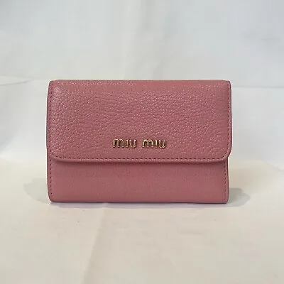 BRAND NEW Miu Miu Tri-fold Women’s Purse Wallet In Pink RRP £320 • £185