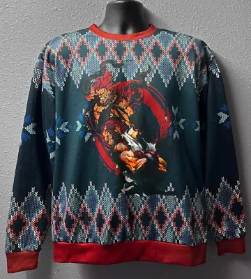 Street Fighter Ryu And Akuma Ugly Christmas Sweater Adult Sz: L Multi Color Used • $40