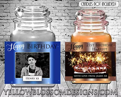 Personalised Sticker Candle Label Happy Birthday Gift 21st 30th 40th 50th Photo • £3.29