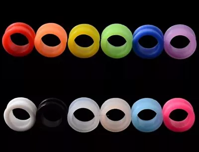 Silicone Ear Tunnels Stretchers Double Flared Plug Plain Colour • £2.70