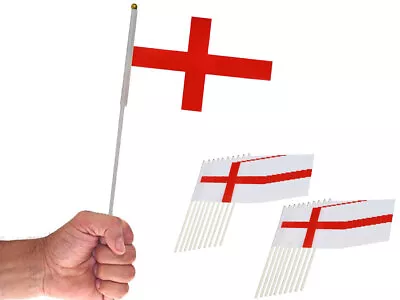 20 X England St George Cross Hand Waving Flag 21cm X 14cm For Football Rugby Car • £3.95