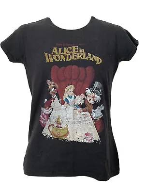 £6.99 • Buy Alice In Wonderland Mens Tshirt Black Retro Print Poster Fruit Of The Loom Small