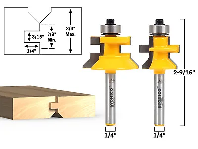 2 Bit Tongue And Groove Flooring Router Bit Set - 1/4  Shank - Yonico 15229q • $38.95