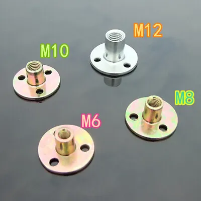 M6 M8 M10 M12 Zinc Plated Nuts Three Hole Lock Nuts Round Base Furniture Tee Nut • £1.51