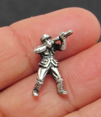 Swank Soldier Hunter Military Rifle Gun Tie Tack Lapel Pin Vintage Silver Tone • $5.99