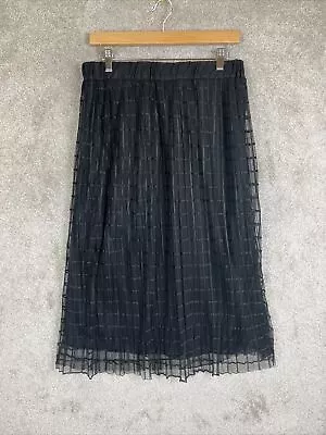 Metro Wear Skirt Womens Medium Black Midi Sheer Lined Elastic Waist- 7803 • $9