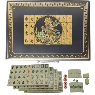 Large  Mahjong Set  In Black Painted Oriental Style Case  With Scoring Sticks • $159