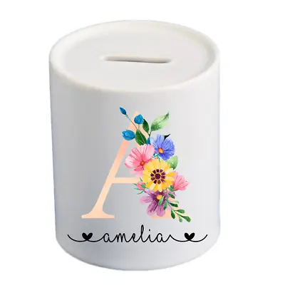 Beautiful Personalised Money Box Piggy Bank Printed On Both Sides Add Your Name • £9.97