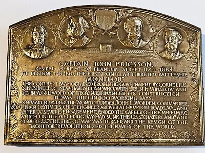 1924 Captain John Ericsson Bronze Plaque  US CIVIL WAR - IRONCLAD MONITOR • $200