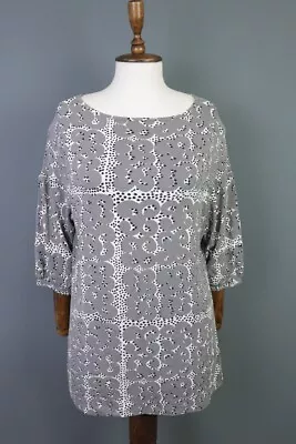 Marimekko Varpukka Gray Printed Lagenlook Shift Tunic Dress Size XL • $65