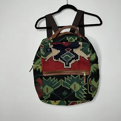 Res Ipsa Moroccan Embroidered Multicolor Kilim Backpack  • $300