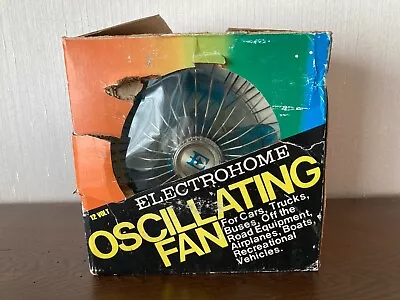 Vintage Retro Electrohome Oscillating Automotive Fan Hard Wired Blue Blade • $35.95