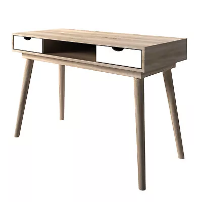 Oak Desk White Drawers Scandi Showroom Furniture Free Delivery • £74.99