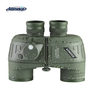Low Light Vison Binoculars 10x50 Military Marine Tactical W/ Rangefinder Compass • £100.99