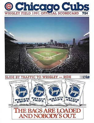 1991 CHICAGO CUBS Vs NEW YORK METS  SCORECARD PROGRAM  EX-MINT • $1.25