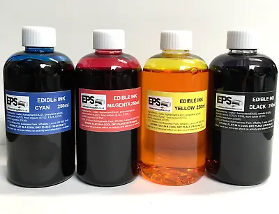 EPS Edible Ink 250ml Set For Canon Epson Printers (red Yellow Blue Black) • £28.95