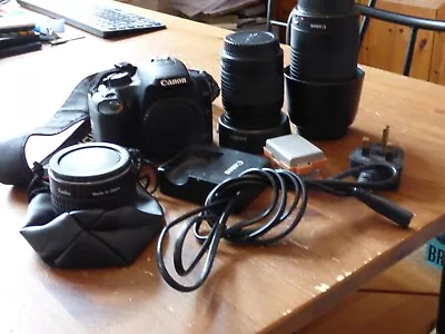 Canon EF 1000D Camera Plus 28-80mm And 75-300mm Lenses Batteries And Charger • £60