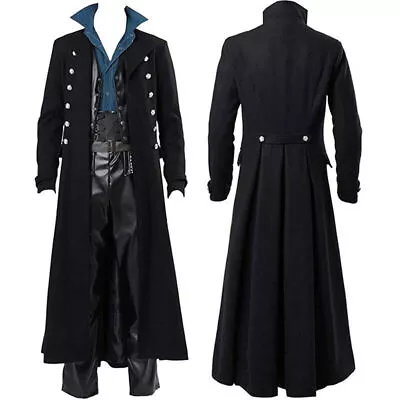 Steampunk Men's Gothic Medieval Cosplay Halloween Costume Gown Long Jacket Coat  • $40.47