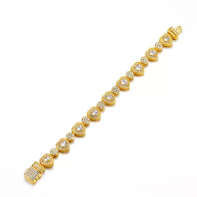Men's 14k Gold-plated Cubic Zirconia 8-20 Inch Bracelet Cuban Hip-hop Necklace • $18.89