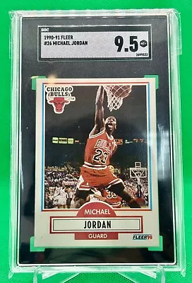 1990 Fleer  NBA SGC 9.5 MICHAEL JORDAN Chicago Bulls Dunking Variation #26 CT2 • $22.50