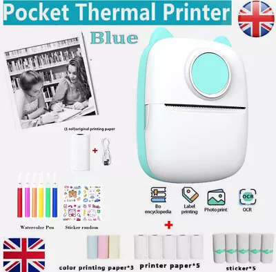 Mini Pocket Thermal Printer Bluetooth Mobile Phone Photos Label Printing Machine • £9.59