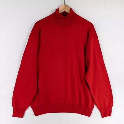 Gran Sasso Sweater Mens 50 US Large Red Silk Wool Cashmere Turtleneck Pullover • $34.99