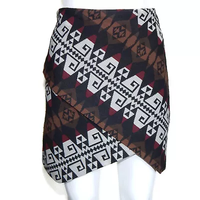 $23.89 • Buy ZARA Aztec Black Gray Sienna Brown Short Tulip Skirt Size XS