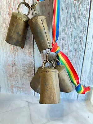 Antique Goat Bells On Ribbon With 1920s Set Of Antique Bells For Goat • $55