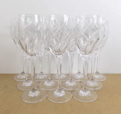 12 Mikasa Crystal Olympus 8.25  Wine Goblets Glasses Cut Swirl • $155.99