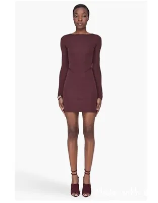 T By Alexander Wang Bodycon Burgundy Long Sleeve Dress Size S • $23