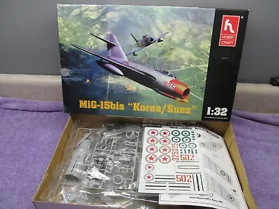 Hobby Craft Mig-15bis 1/32 Scale Model Kit.  New Open Box Sealed Bags • $50