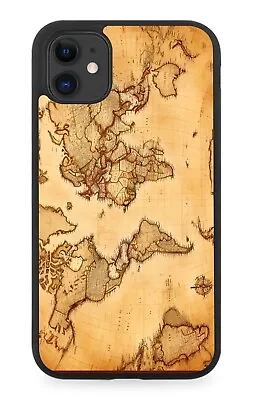 Vintage Style World Map Rubber Phone Case Design Photo Land Sea Maps Print DD96 • £13.90