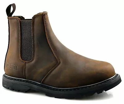 Mens Chelsea Dealer Safety Boots Work Slip / Pull On Shoes Steel Toe Cap Size Uk • £28